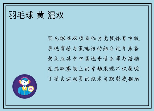 羽毛球 黄 混双